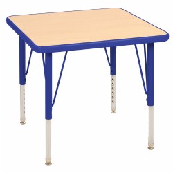 Image of Nature Color 24" x 24" Square Table with 15-24" Adjustable Legs - Blue