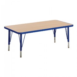 Image of Nature Color 24" x 36" Rectangle Table with 21-30" Adjustable Legs - Blue