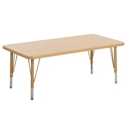 Image of Nature Color 24" x 36" Rectangle Table with 21-30" Adjustable Legs - Natural