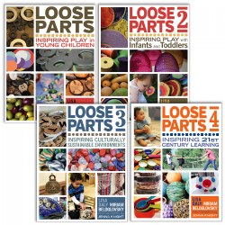 The Loose Parts set of books serve as inspiration with hundreds of beautiful full color photographs illustrating ways children enjoy using everyday items in their play, encouraging their curiosity, giving free reign to their play, and encouraging creativity. Books are available individually.