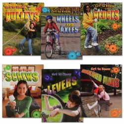 4 - 7 years. What do simple machines help us with? These books are ideal for the woodworking and science areas in your classroom as each book centers around a particular machine - from levers, screws, wedges, and pulleys, to name a few. Set of 6.