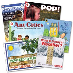 Grades 1 - 2. Students explore STEM concepts behind how things work from math, weather, life cycles, and space -- to name a few subjects offered in this book set. Students will think creatively, learn new facts and understand important topic which embrace the standards, benchmarks, and objectives of the class. Includes 6 paperback books.