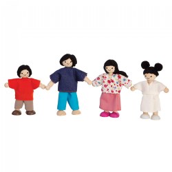 3 years & up. Encourage cooperative and imaginative play with these beautifully detailed dolls. A mother, father, son, and daughter, all dressed in colorful clothes, are sure to delight and excite your child. Made from recycled rubber wood and coated with a non-toxic finish. All colors are made from vegetable dye. Adult dolls are approximately 5" high.