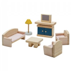 Wooden Dollhouse Living Room Furniture Group - 7 Piece Set