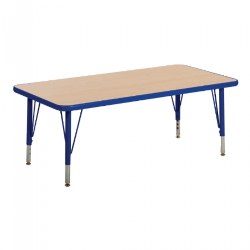 Image of Nature Color 30" x 36" Rectangle Table with 21" - 30" Adjustable Legs - Blue