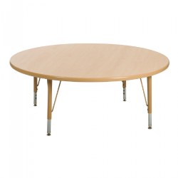 Image of Nature Color 48" Round Table with 21" - 30" Adjustable Legs - Natural