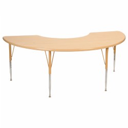 Nature Color 36" x 72" Half Moon Table with Adjustable Legs