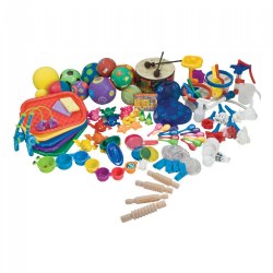 This kit contains toys for eight types of experiences that support children's development and learning. This Kit features a sampling of items designed to enhance the experiences of "Connecting with Music & Movement", "Creating with Art", "Exploring Sand and Water", and "Going Outdoors" with Two year olds. Kit includes (over 85 items): Musical Instruments, Music CD, Animal Knob Sponges, Fabric Brushes, Clay and Paint Rollers, My First Fiskars®, Activity Trays, Buckets, Sand Molds, Shovels, Water Works Play Set, Magnifiers, Color Paddles, Balls, and Bean Bags.