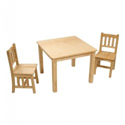 Image of Birch Wood Mission Table with Two Chairs