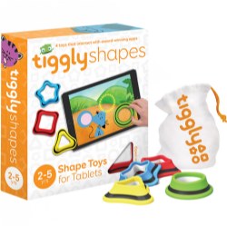 2 - 5 years. The very first interactive tablet learning manipulative for early elementary schoolers! Designed by an award-winning team of educators from Columbia University Teachers College, Tiggly Shapes helps students find the fun in learning spatial reasoning, motor skills, language, and creativity in an innovative way. The award winning Tiggly Shapes Learning System includes 4 colorful and soft shapes in the form of circle, square, triangle, and star that operate in real-time with four specially built learning games. Tiggly's innovative game-play is intuitive, engaging, and educational for young children and used in thousands of schools. Simply download the learning games onto your tablet, place your manipulative on the screen and the apps will react in real time!