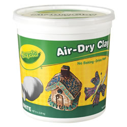 Easy-to-use clay enables students to make solid, durable forms without the need for baking in an oven or firing in a kiln. Softens easily with water and quickly cleans from hands and surfaces. Convenient reusable plastic bucket helps keep clay fresh. Can be painted with tempera, acrylic or watercolors when dry. AP Certified nontoxic.