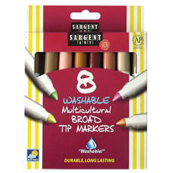 Multicultural Broad Tip Washable Markers - 12 Packs of 8 Count Markers
