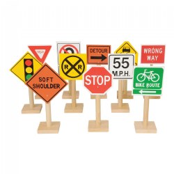 Deluxe International Traffic Signs with Wooden Bases