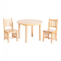 Image of Wooden Round Mission Table with 2 Chairs