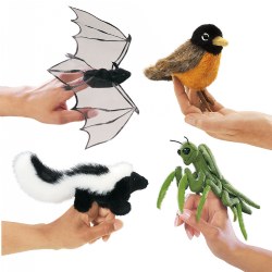 Mini Puppets Nature Birds, Animals and Bugs - Set of 4