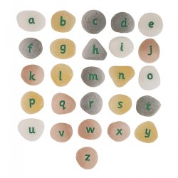 2 years & up. These clever pebbles are an ideal tool for building interest in letters and sounds in a wide variety of contexts. Appeal to children's natural instinct to explore, investigate, sort and collect. Ideal for early word building. Each set includes a storage container and teacher's guide. Set of 26 pebbles. Pebbles are approximately 1.5" in size.
