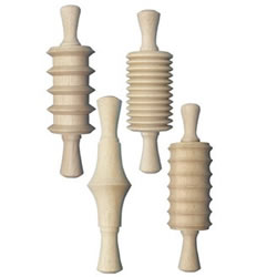 Coated Wooden Clay or Dough Rolling Pins - Set of 4