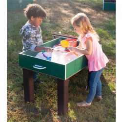 Sturdy, outdoor tot table for multi-nature themed play, complete with a lid. Size: 24"W x 32"L. Weight: 64 lbs. Please specify height: 24" or 28".