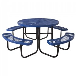 Round Portable Table Perforated - Blue