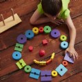 Alternate Image #6 of Toddler Wooden Geometric Stacker with Colorful Shapes