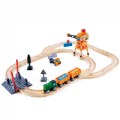 Crossing & Crane Set - 34 Piece Wooden Railway Playset