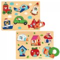 Thumbnail Image of Things-That-Go & Animal Homes Colorful Wooden Puzzles - Set of 2 Puzzles