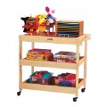 Primary Thumbnail of Wooden 3 Shelf Utility Cart on Wheels