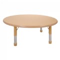 Alternate Image #2 of Nature Color Chunky 42" Round Toddler Table with 12" - 16" Adjustable Legs - Natural