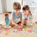 Alternate Image #2 of Wooden Dress-Up Magnetic Puzzle - Boy and Girl Models - 66 Pieces