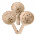 Short Handled Wooden Slotted Spoons - Set of 3