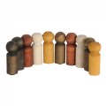 Multicultural Wooden Peg People - Set of 10