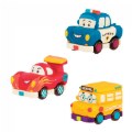 Thumbnail Image of Mini Pull Back Vehicle Set 2 - Police Car, Hot Rod, and School Bus