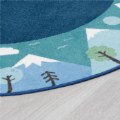 Alternate Thumbnail #2 of Tranquil Mountains Round Carpet - Blue