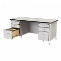 Alternate Thumbnail #2 of Teacher Desk with Dual Pedestals