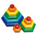 Rainbow Color Hexacus™ for Stacking and Building Block Play