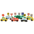 Wooden Vehicles and Traffic Signs - 15 Pieces