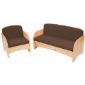 Premium Solid Maple Couch and Chair Group - Brown
