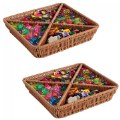 Square Rattan Divided Tray - Set of 2