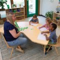 Alternate Thumbnail #2 of Nature Color Tapered Leg Stackable Chair With 17.5" Seat Height Teacher Chair - Natural