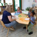 Alternate Thumbnail #3 of Nature Color Tapered Leg Stackable Chair With 17.5" Seat Height Teacher Chair - Natural