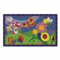 Friendly Cutie Bright Colored Bugs and Flower Carpet - 3' x 5' Rectangle