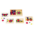 Colorful Pattern Blocks & Boards with Wooden Shape Blocks