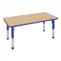 Nature Color Chunky 24" x 48" Table with 21-30" Adjustable Legs - Blue