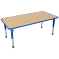Nature Color Chunky 30" x 60" Table with 15-24" Adjustable Legs - Blue