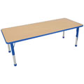 Nature Color Chunky 30" x 72" Table with 21-30" Adjustable Legs - Blue