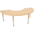 Nature Color Chunky 36" x 72" Half Moon Table with Adjustable Legs