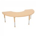Nature Color Chunky 36" x 72" Half Moon Table - 21"-30" Adjustable Legs- Natural