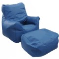 Cozy Calming Blue Chair and Supporting Ottoman for Leisure Activities