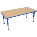 Nature Color Chunky 30" x 48" Table with 15-24" Adjustable Legs - Blue