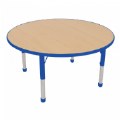 Primary Thumbnail of Nature Color Chunky 42" Round Table with 15-24" Adjustable Legs - Blue